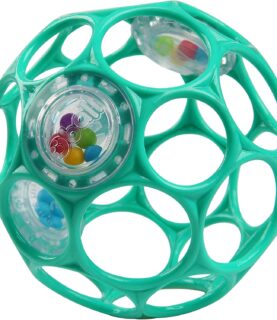 Bright Starts Oball Easy-Grasp Rattle BPA-Free Infant Toy in Teal, Age Newborn and up, 4 Inches